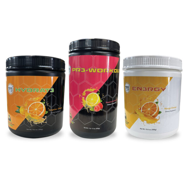 G.R.O Lite Pack - Raspberry Lemonade Pr3-Workout, Tangerine Orange Hydrat3 and Mango Orange En3rgy