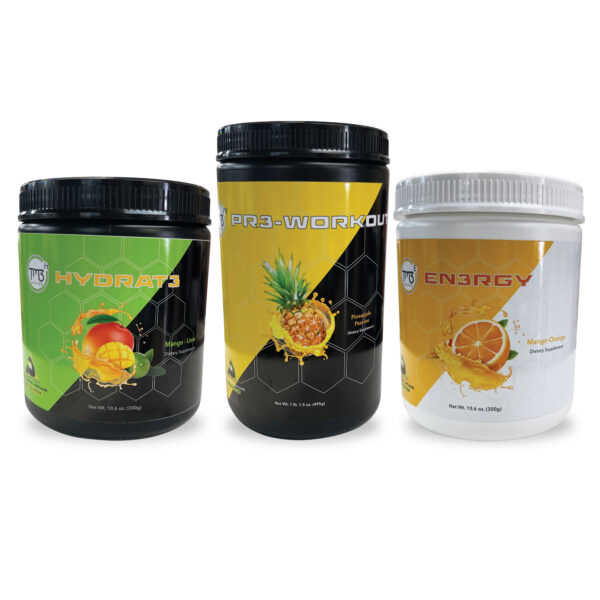 G.R.O Lite Pack - Pineapple Passion Pr3-Workout, Mango Lime Hydrat3 and Mango Orange En3rgy