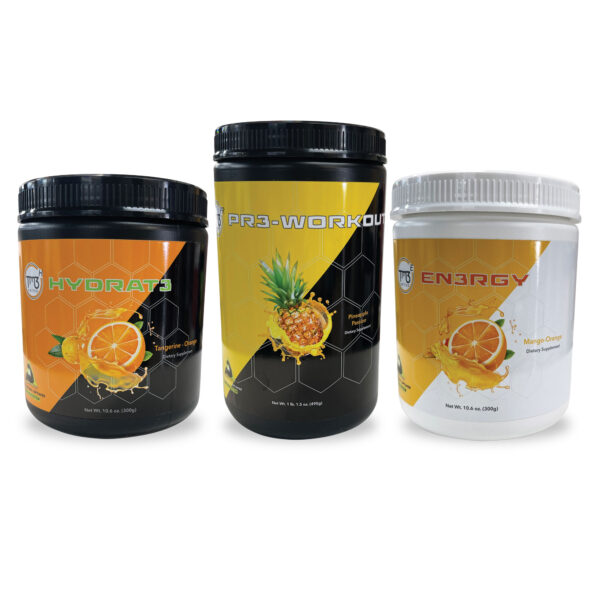 G.R.O Lite Pack - Pineapple Passion Pr3-Workout, Tangerine Orange Hydrat3 and Mango Orange En3rgy